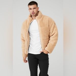 Men's Alo Yoga Sherpa Stage Puffer Jacket Camel Medium